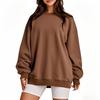 Unisex Crew Neck Long Sleeve Loose Fit Casual Top Solid Color Basic Sweatshirt Korean Fashion Pullover Blouse