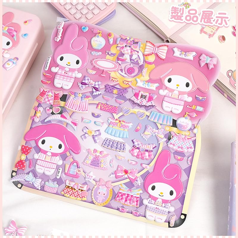 AAGWW Dress-Up Stickers, Puffy and Squishy, 2 Sheets, Double-Layer, Cute, Wide Variety of Patterns, Foam Cotton, Multi-Deco, Diary, Smartphone,