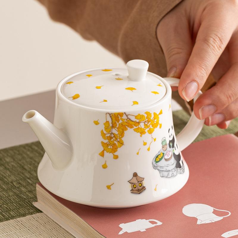 Dehua ceramic kung fu tea set single bubble teapot stuffy teapot large capacity teapot Guochao panda merchandise replenishment
