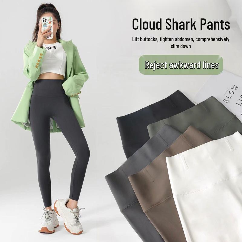 Women's High-Waist Shark Capri Yoga Pants - Fleece, Tummy Control, Butt Lift, Seamless, Spring/Summer/Autumn.