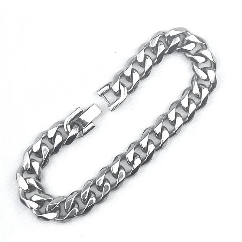 Unisex Polished Six-Sided Stainless Steel Hiphop Bracelet