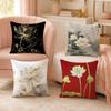 Simpl Pretty Golden Lotus Pillow Case Organic Short Plush Cushion Covers Breathable Washable WrinkleResistant