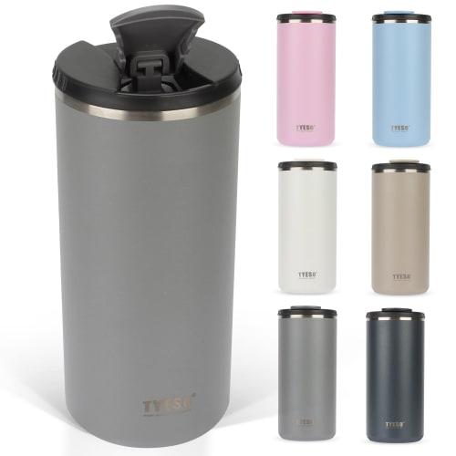 TYESO Tumbler with Lid, Leak-Proof, Vacuum Insulated, Large Capacity, Stainless Steel Thermos, Water Bottle, Coffee Cup, Direct Drinking, Portable, Re