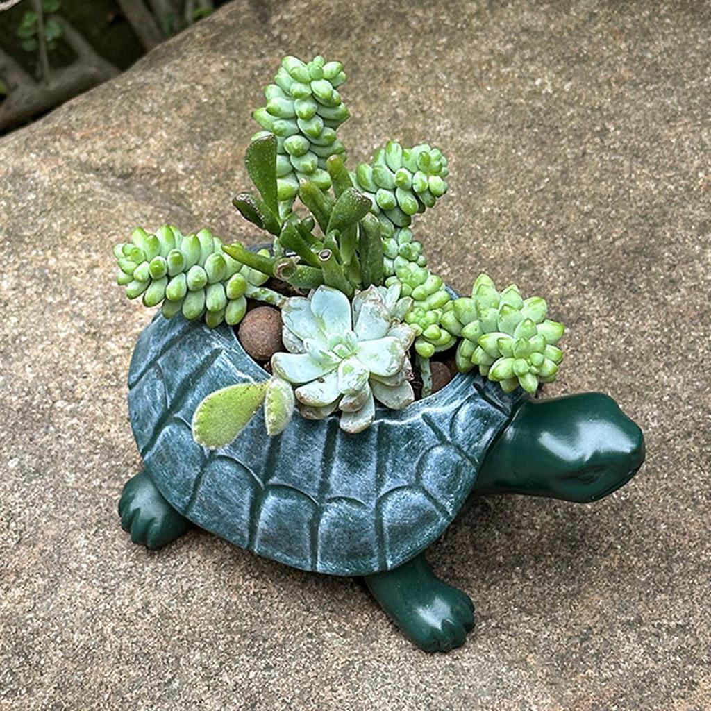 Turtle Planter Animal Garden Pot Ornament Table Centerpiece Bonsai Plant Holder Flower for