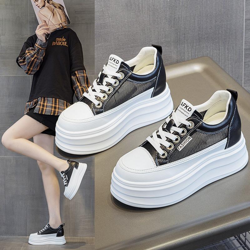 Plattform weiße Schuhe Damen Frühling neu Muffin Sportschuhe vielseitig Mode cm Innenhöhe Erhöhung lässig Board Schuhe