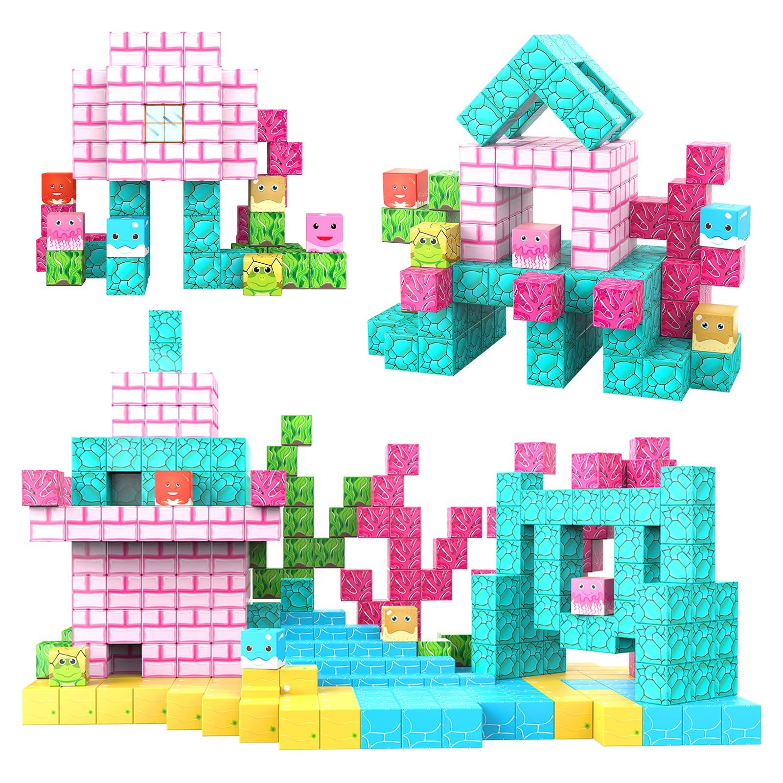 

AOMACO Magnetic Blocks 56PCS Magnetic Toy Ocean World Series 3D Puzzle Educational Toy ABS Material Magnetic Blocks Improves Creativity and