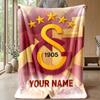 Custom Text Flannel Throw Blanket, Lightweight Cozy Bed Sofa BlanketGalatasaray FC