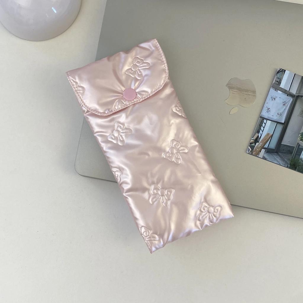 Bow Glasses Case Women Portable Cotton Padded Anti Crush Sunglasses Storage Bag Cute Eyewear Pouch