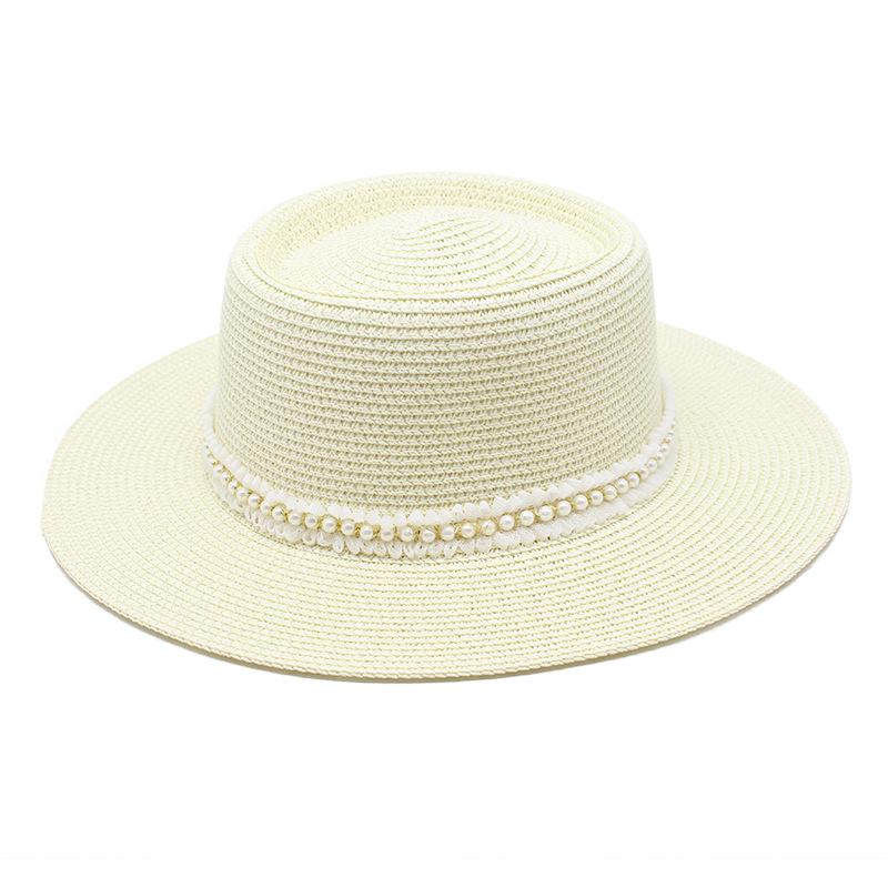 Ladies Pearl Lace Top Hat Outdoor Leisure Beach Hat Simple Personality Sun Hat