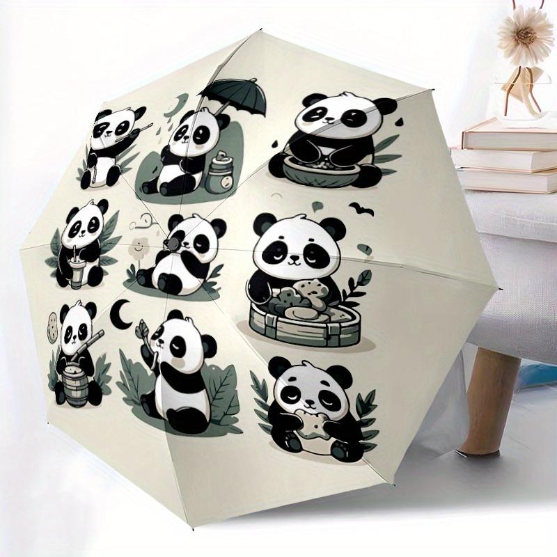 1pc Panda Activities Auto Open/close, All-Season Portable Folding Umbrella for Women & Men, Travel, Everyday, Formal Events -06157