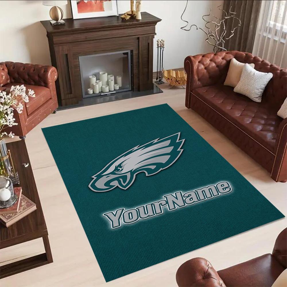 Philadelphia Eagles Customize Text Area Rug Perfect For Entryway Playrooms Hallway Game Room Antislip Rug Decorate Offices