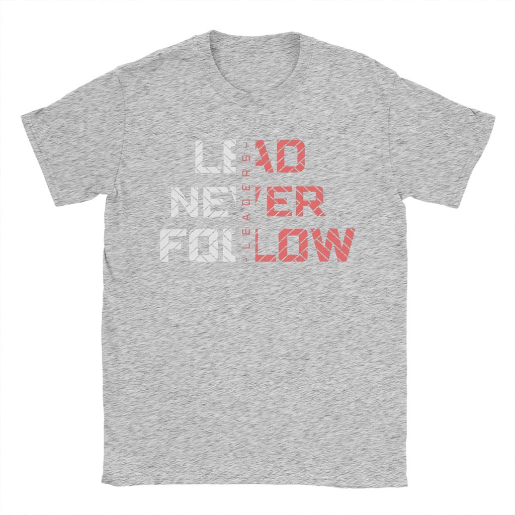 leader never follow leaders TShirts Men  Creative Pure Cotton Tee Shirt Crewneck Short Sleeve T Shirt Plus Size Tops