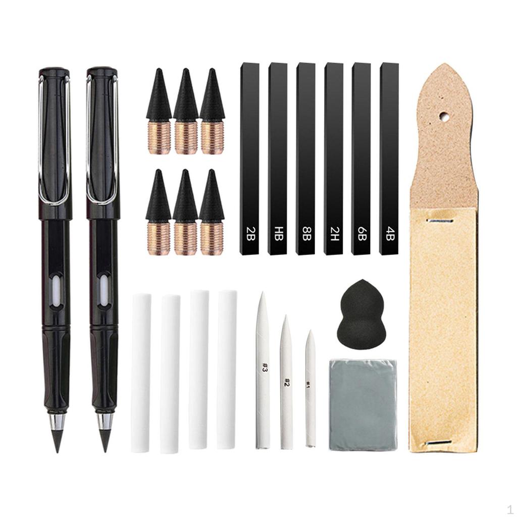 24 Pieces Sketching Drawing art Replacement Heads Carbon Rods Everlasting Pencils Painting Sponge