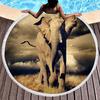 Wild Animal Elephant Round Beach Towel with Tassels Microfiber Soft Absorbent Quick Dry Sand Proof Towel For Picnic Camping Yoga