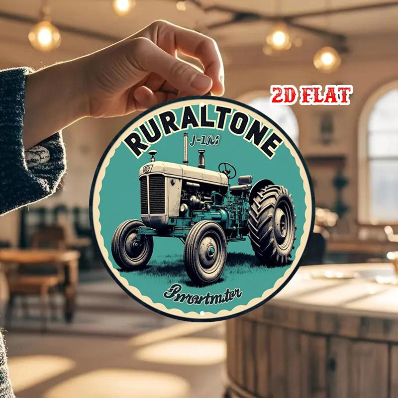 Pc D Flat Industrial Design Sign Featuring a Classic Machinery Round Shape This Vintage Tractor Rustic Metal Wall Art