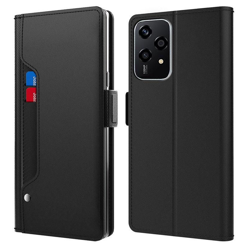For Honor 200 Lite Phone Case PU Leather Folio Flip Cover with Mirror