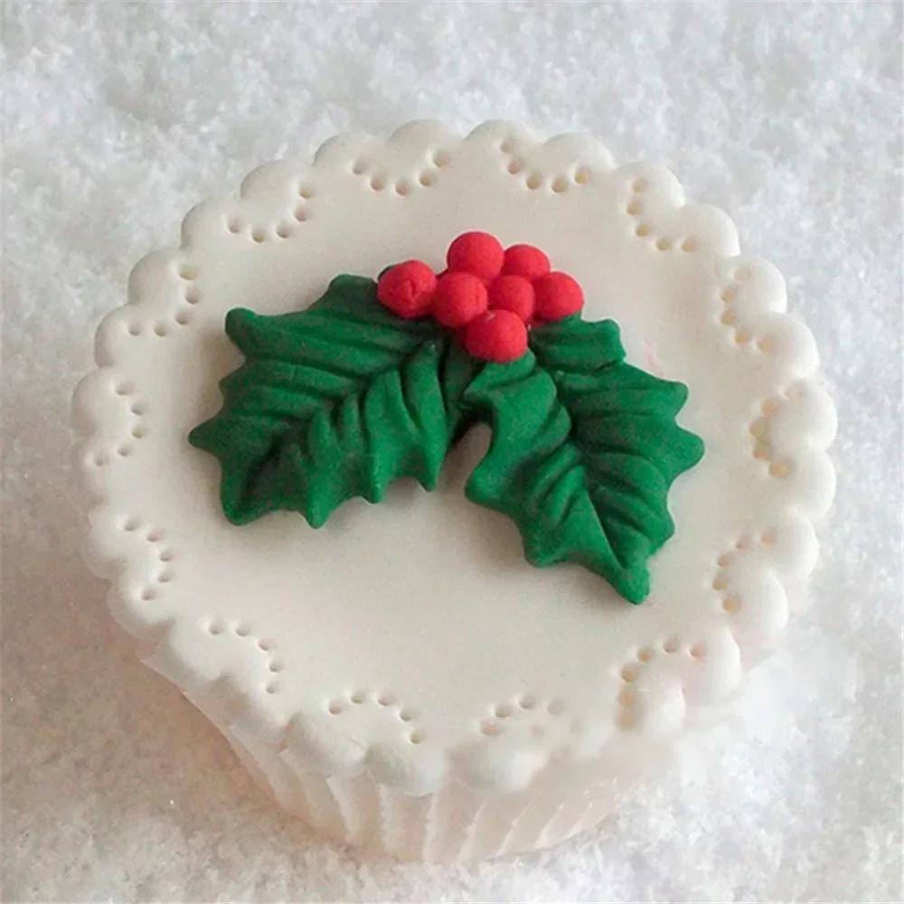 Christmas Tree Leaves Shape Silicone Molds Creative Fondant Cake Decorating Pastry Kitchen Baking Making Accessories Small Tools