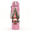 1PC Three Little Gnome Winter Cartoon Art 750ml Color Plastic Sports Water Bottle Leakproof Flip Straw Lid Suitable for Sports Office Home Use