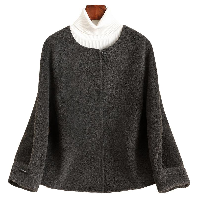 Autumn and winter new double-sided wool coat women's short high-end gray woolen coat small man