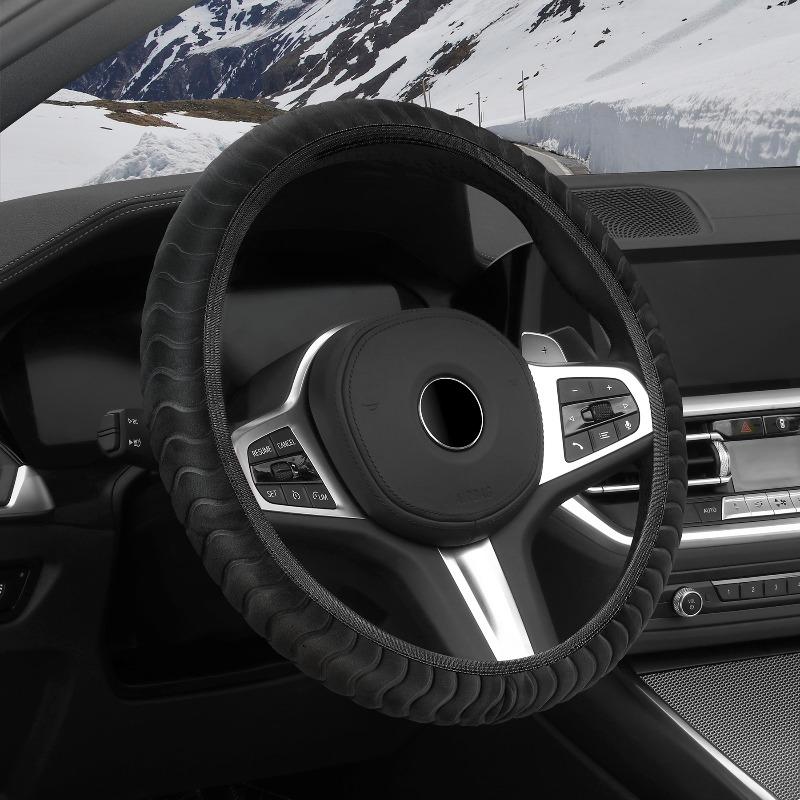 Soft winter warm crystal velvet car steering wheel covers are suitable for steering wheel covers of 37-39cm чёрный