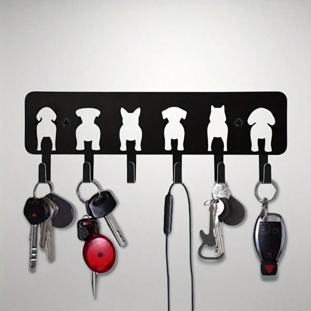 Multifunctional Metal Dog Key Hanger Wall Hook for Garage Entryway Kitchen Bathroom