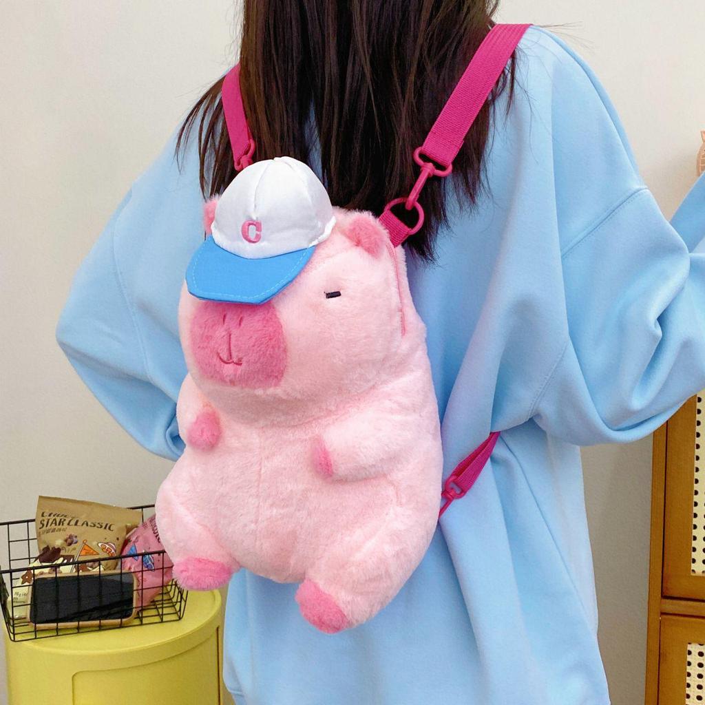 Capybara Plush Cartoon Backpack & Crossbody Bag 2024 - Cute Gift for Girls