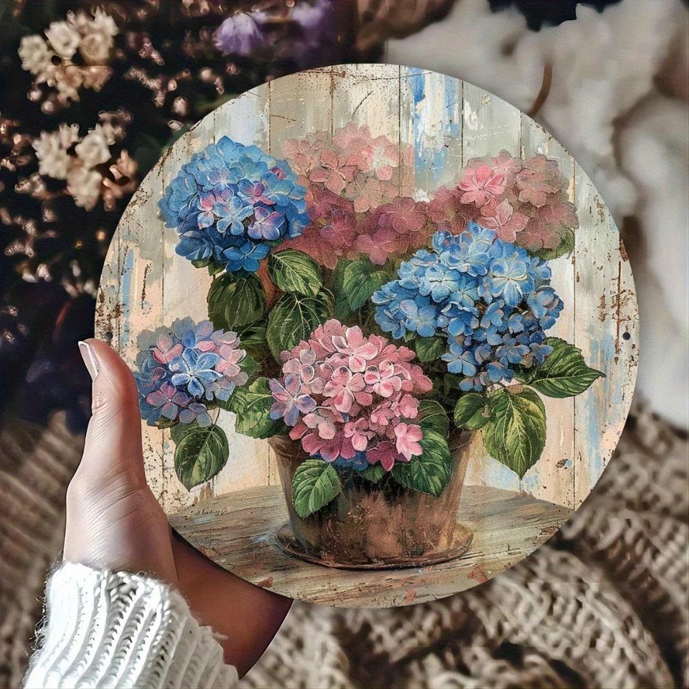 

Vintage Hydrangea Metal Tin Sign 2D Wall Art Home Decor 20x20 разноцветный