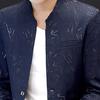 Herrkavaj Vintage Tryck Koreansk Stil Vår Höst Ståkrage Fickor Knappar Kavaj för Affärer