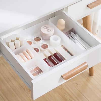 Adjustable Drawer Organizer Set - Plastic Storage Boxes with Dividers, Desktop Sundries & Cosmetic Container