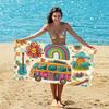 Retro Sonnenuntergang Palme Strandtuch Polyester Schnelltrocknend Badetücher Sommerurlaub Schwimmbad Sanddicht Decke Reise Matte