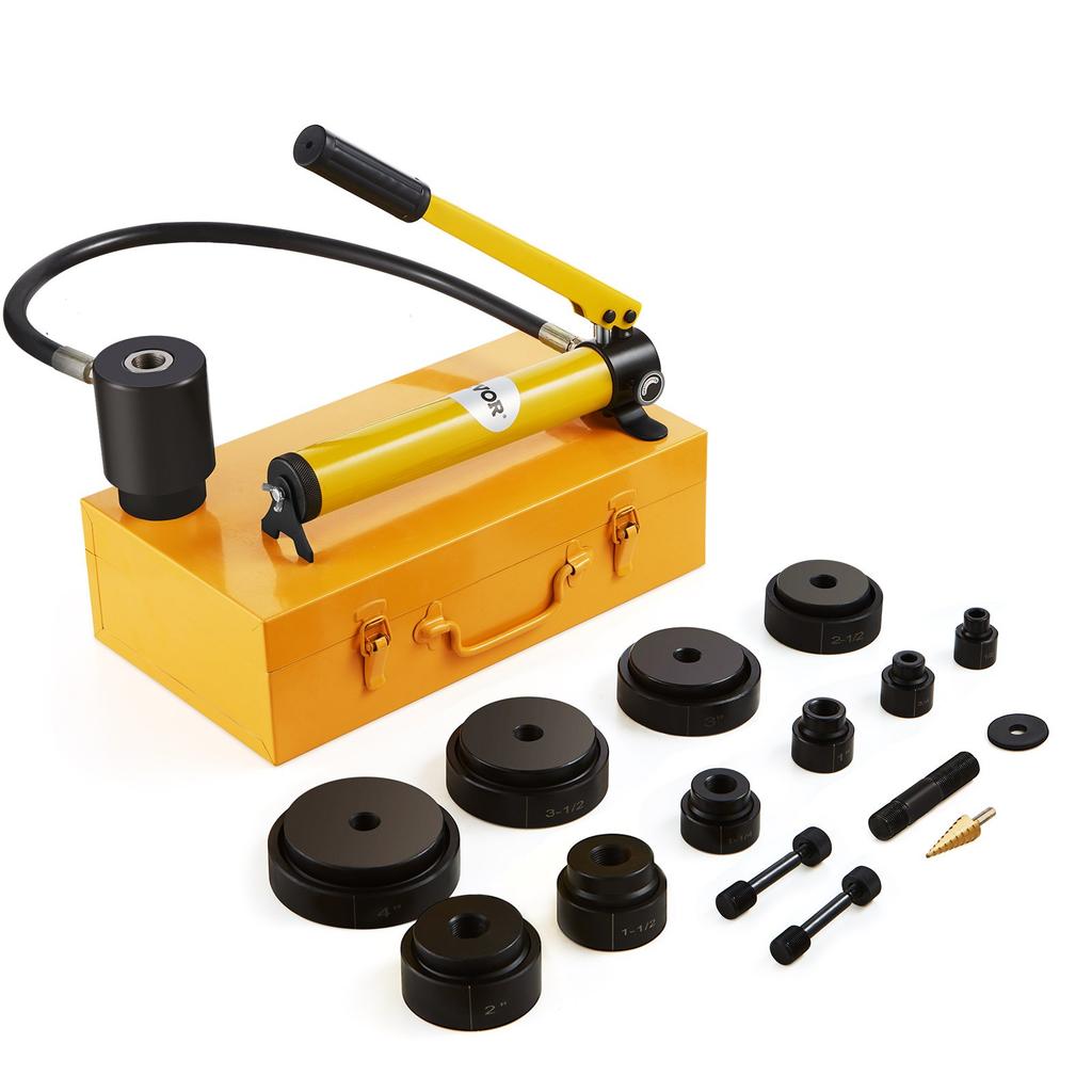 VEVOR Kit de poinçonneuse hydraulique 15 tonnes Outil à trous 12,7 mm - 101,6 mm avec 10 matrices