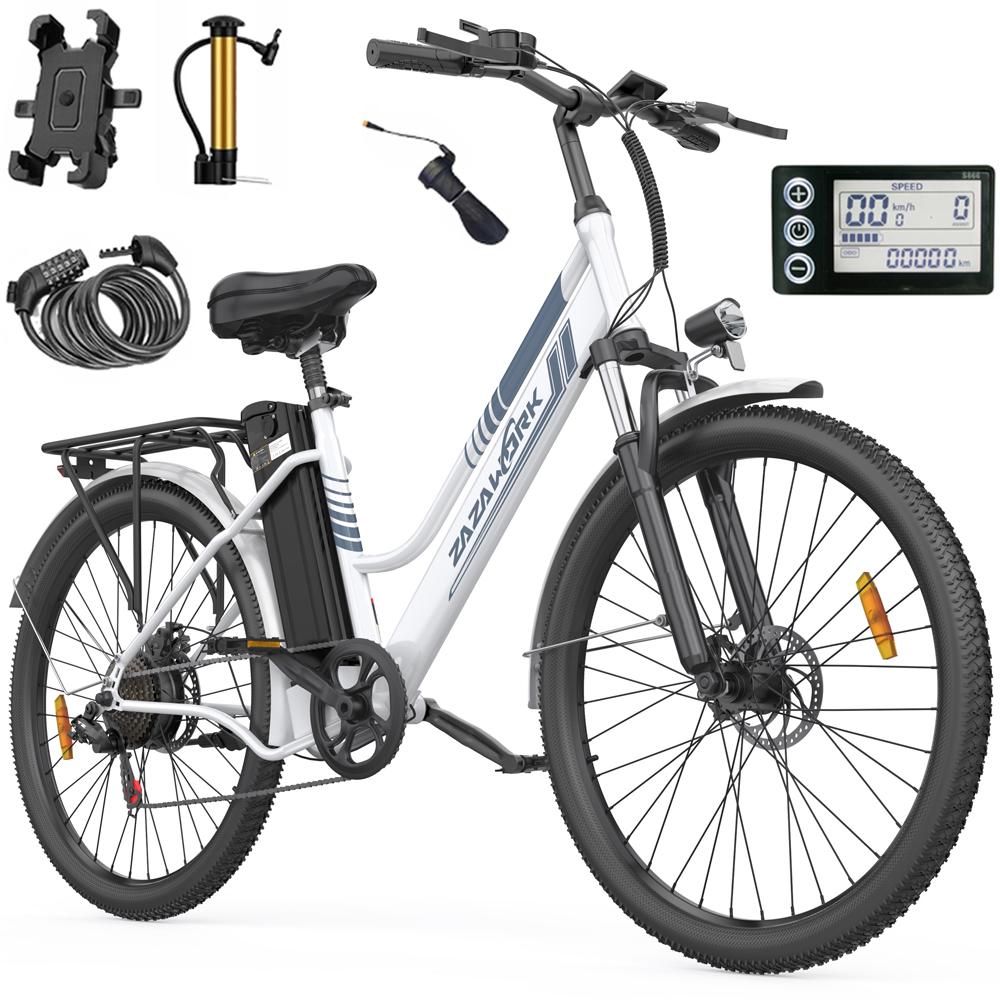 ZAZAWORK C26 Pro Electric Bike for Adults 26" 250W Motor 36V 20Ah Battery 26 Inch Wide Tires 120KM Range E-Bike