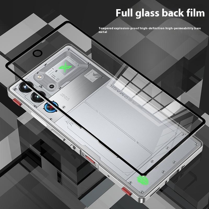Funda para ZTE nubia Red Magic 10 Pro 5G Marco de Metal Cubierta Trasera de Cristal para Teléfono con Tecla de Hombro para Juegos