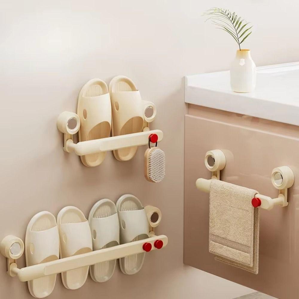 

Punch-Free Suction Cup Shoe Rack Wall Mounted Door Shoe Hangers Living Room White S