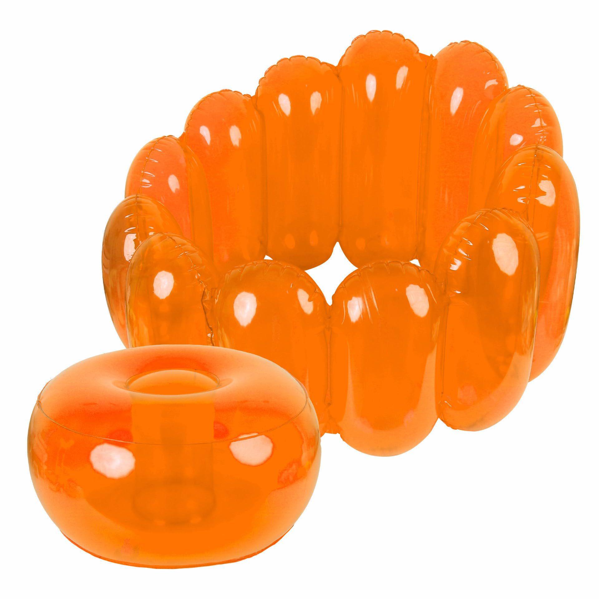 

Jelly Transparent Inflatable Sofa & Cushion Set - Comfortable Camping Seat and Grassland Mat. 27x24x9cm оранжевый