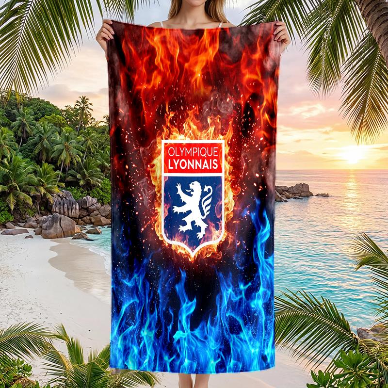 Asciugamano da Spiaggia Lyon FC ad Asciugatura Rapida in Microfibra Assorbente Portatile da Viaggio per Nuoto