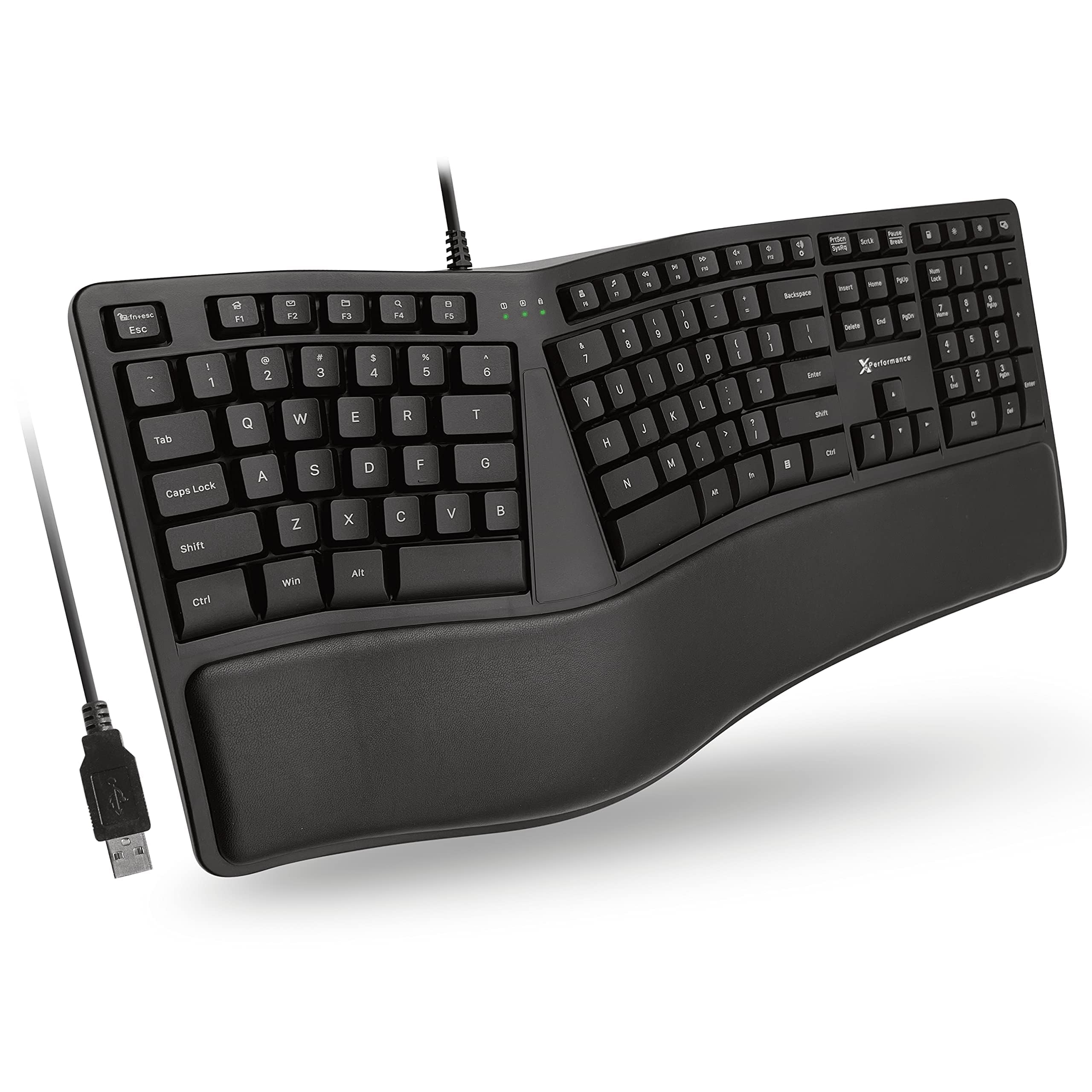 

X9 Performance Split Ergonomic Keyboard with Wrist Rest Type Comfortably Longer Wired Ergonomic Keyboard for Laptop with 110 17 and 5ft USB Cable Ergo