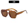 Leopard Trendy Women Sunglasses Square Chic Decorative Beach Sun Shades for Outdoor Travelling with UV Protection