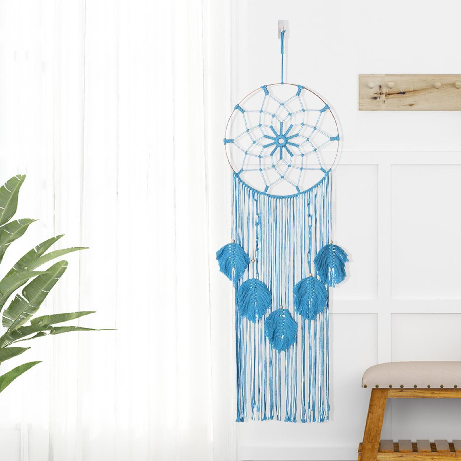 Bohemian Macrame Wall Hanging Decor Braided Tassel Props Background Pendant Tapestry Dreamcatcher синий
