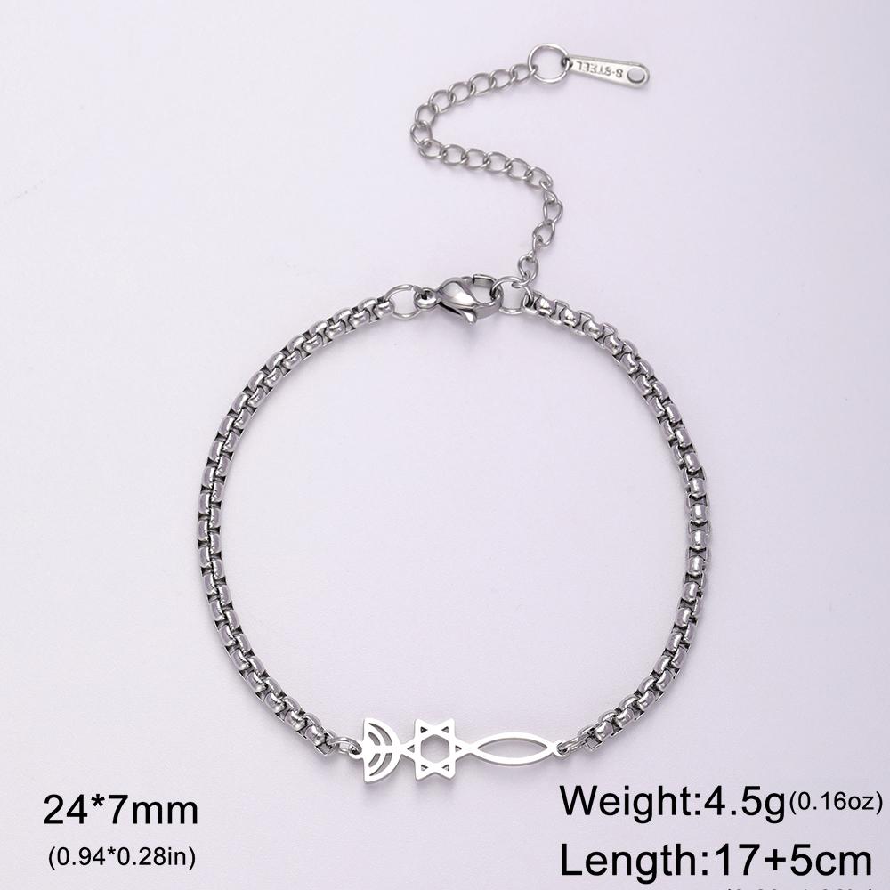 Dawapara Messianic Seal of Jerusalem Bracelet Jewish Star of David Menorah Religious Judaism Hanukkah Gifts Stainless Steel