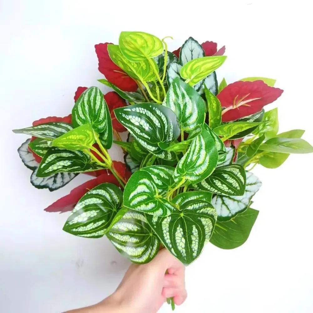 New 7 Heads Artificial Green Plants Simulated 33cm Fake Plants Plastic Green Leaves Wedding Decor