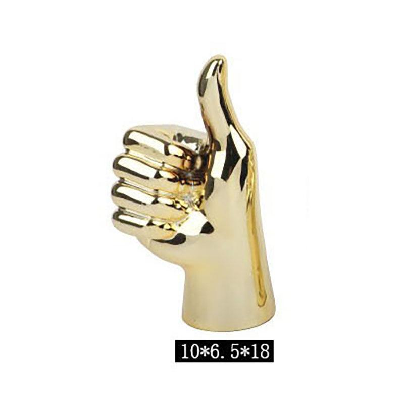 Creative Resin Figurines Silver Gesture OK Finger Hand Sculpture Thumb Ornament  Decorative Figurines Home Decoration