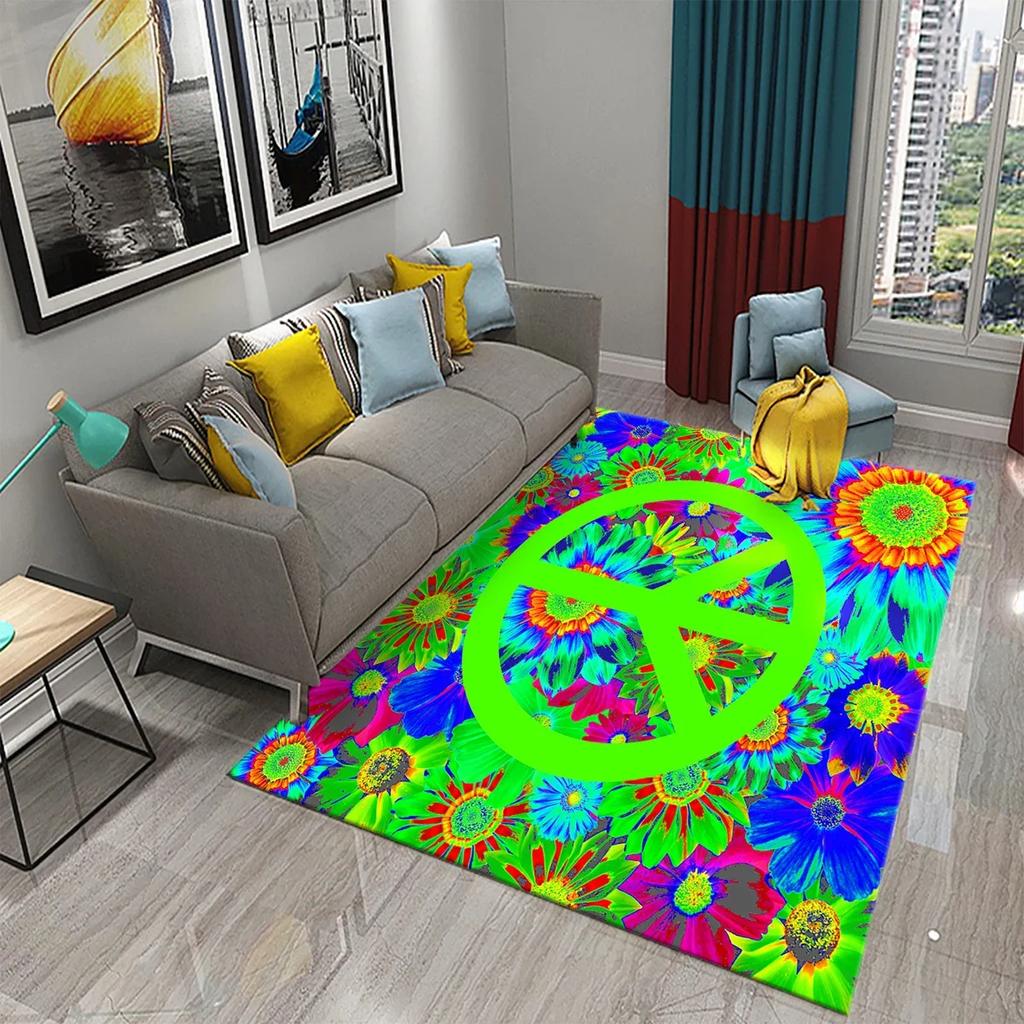 3D Colorful Peace Carpet for Bathroom Kitchen Door Entrance Mats Non-Slip Rugs Living Room Bedroom Decor Floor Welcome Mat Rugs