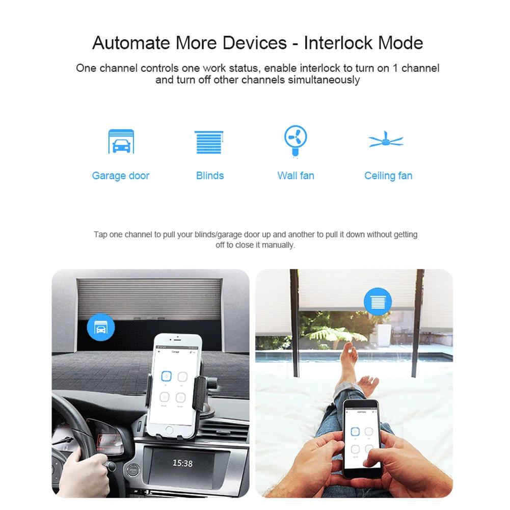 4-Channel PRO R3 Quad-Link Smart Switch Wifi Switch Module With 433Hz RF Remote Control And App Voice Control For Smart Home