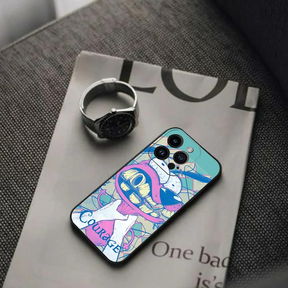 Cartoon C-Courage The C-Cowardly D-Dog Phone Case For Iphone 16 15 11 13 14 Pro Max 7 8 Plus X Xr Xs Max 12mini Black Shell Case