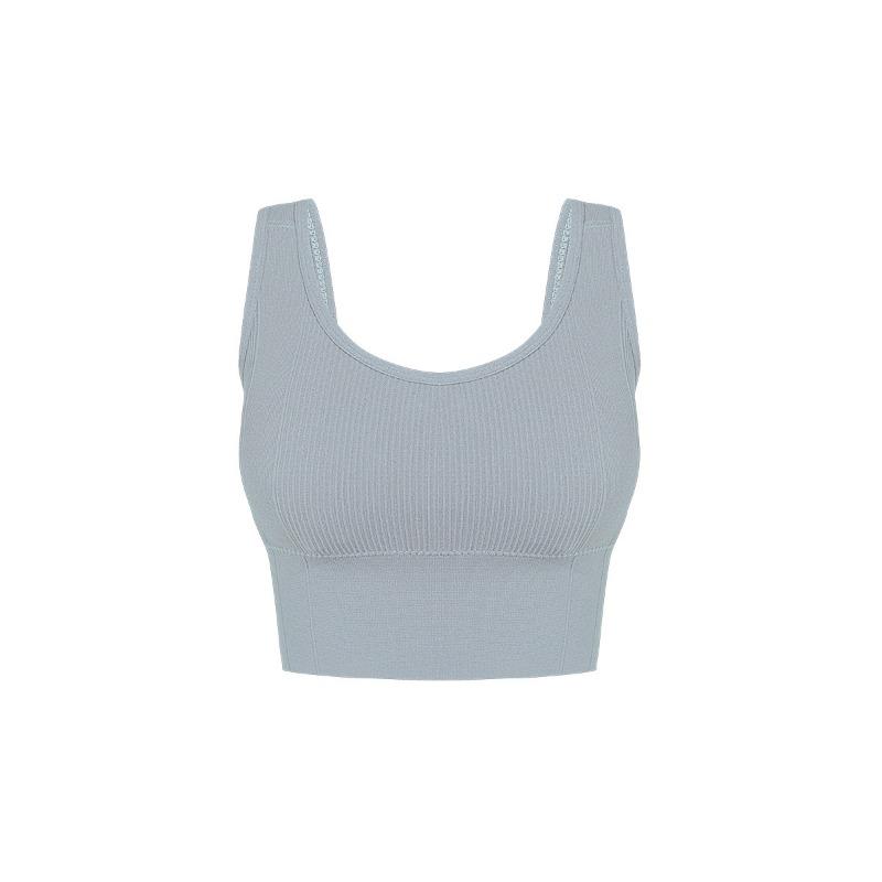 Ribbed U Neck Crop Tank Top Sleeveless Casual Sports Cami Top