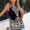 Women's Spring and Summer New Round Neck Printed Fashion Temperament Vest Tops