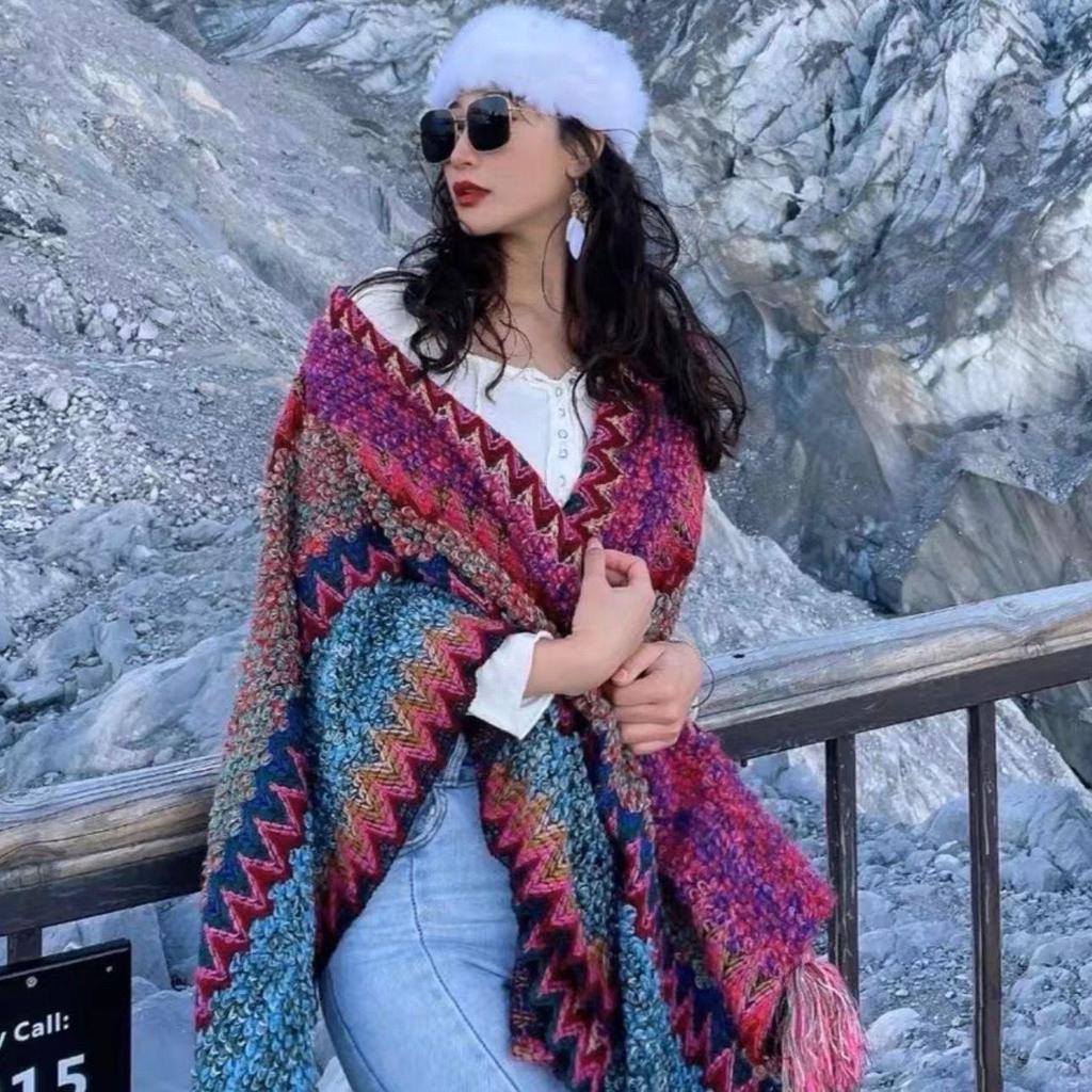 Ethnic Style Summer Shawl: Yunnan, Lijiang, Sichuan Travel Cloak for Women