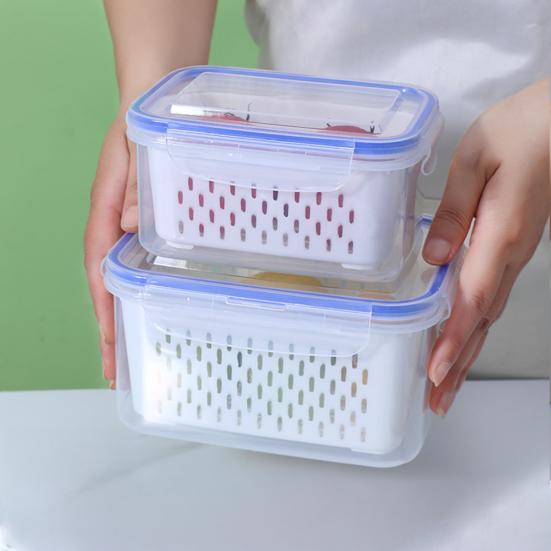 Food Storage Box for Fridge Fruit Storage Container with Removable Colander Leakproof Produce