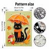 DIY Frameless Pearl Painting Kit Black Cat Autumn Umbrella Mushroom Leaves Pattern 3D Shiny Bead Art Canvas Relaxing Creative Craft Gift